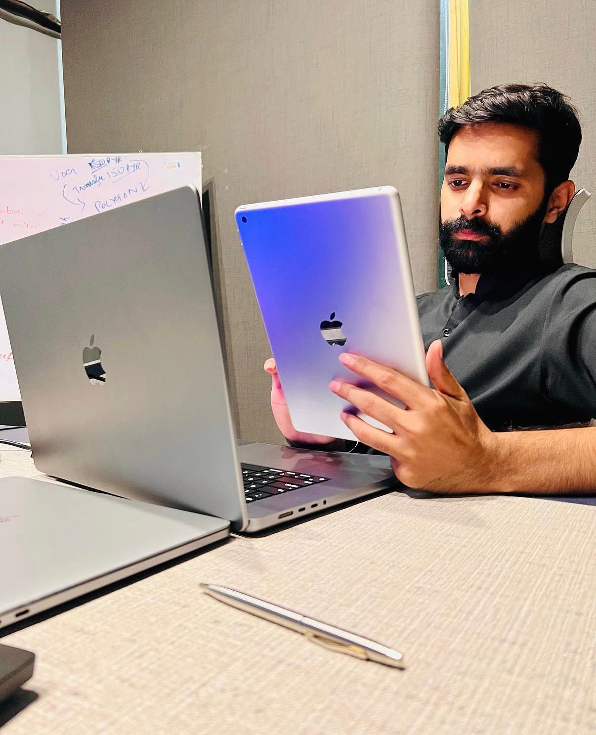 Working late on a laptop