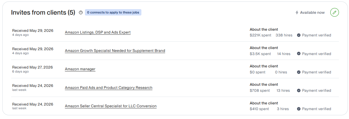 Upwork client invitations