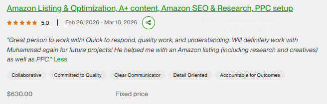 Client review on Upwork